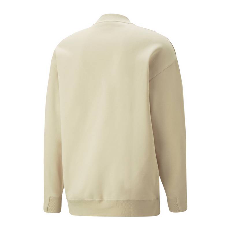PUMA T7 Mock Neck Crew Sweatshirt Beige Sweatshirt Herren