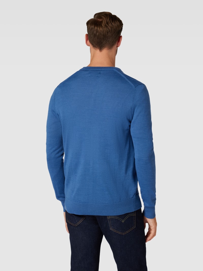 Strickjacke mit V-Ausschnitt und Knopfleiste in jeans meliert