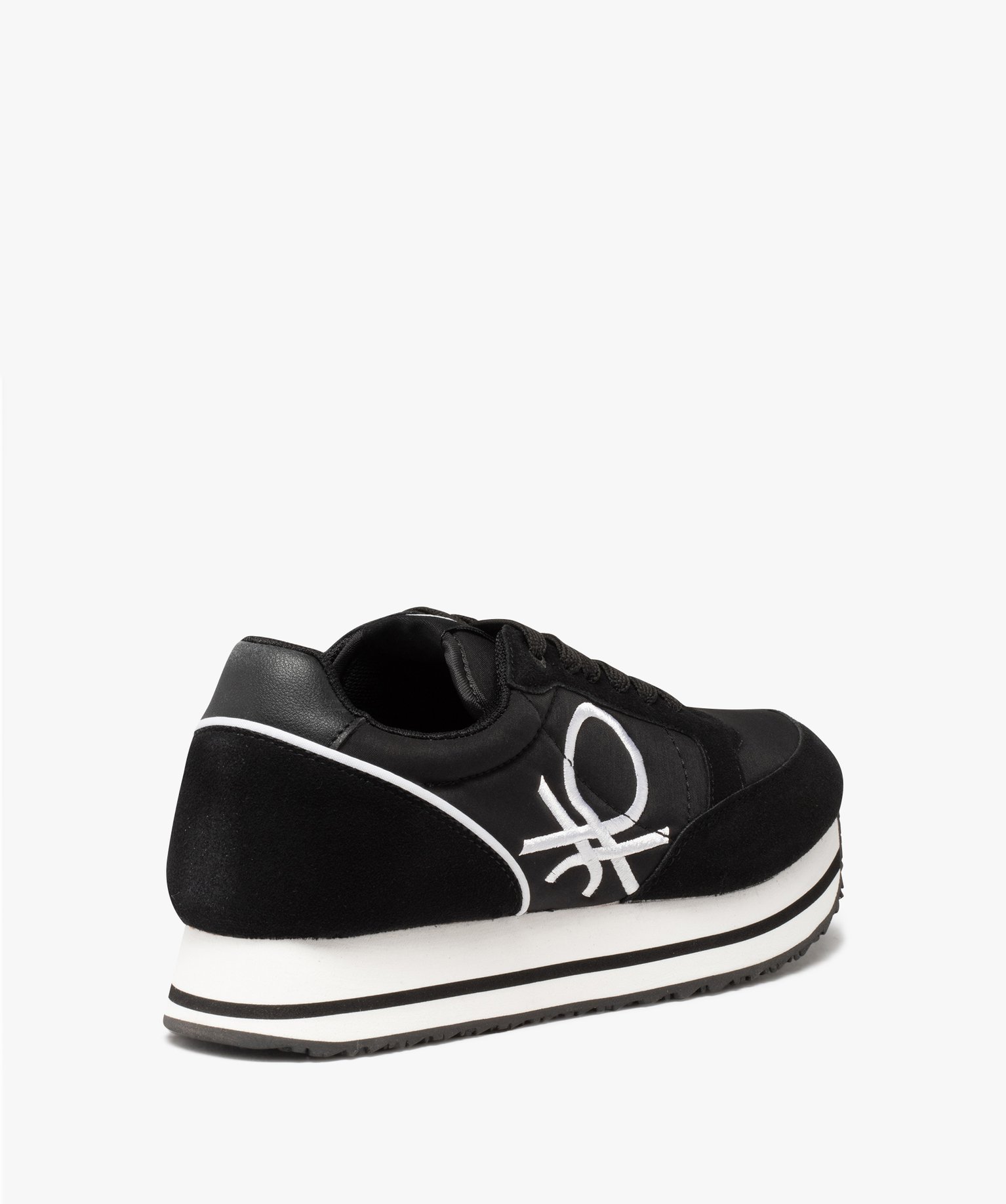 Baskets femme style retro running unies - Benetton noir | GEMO