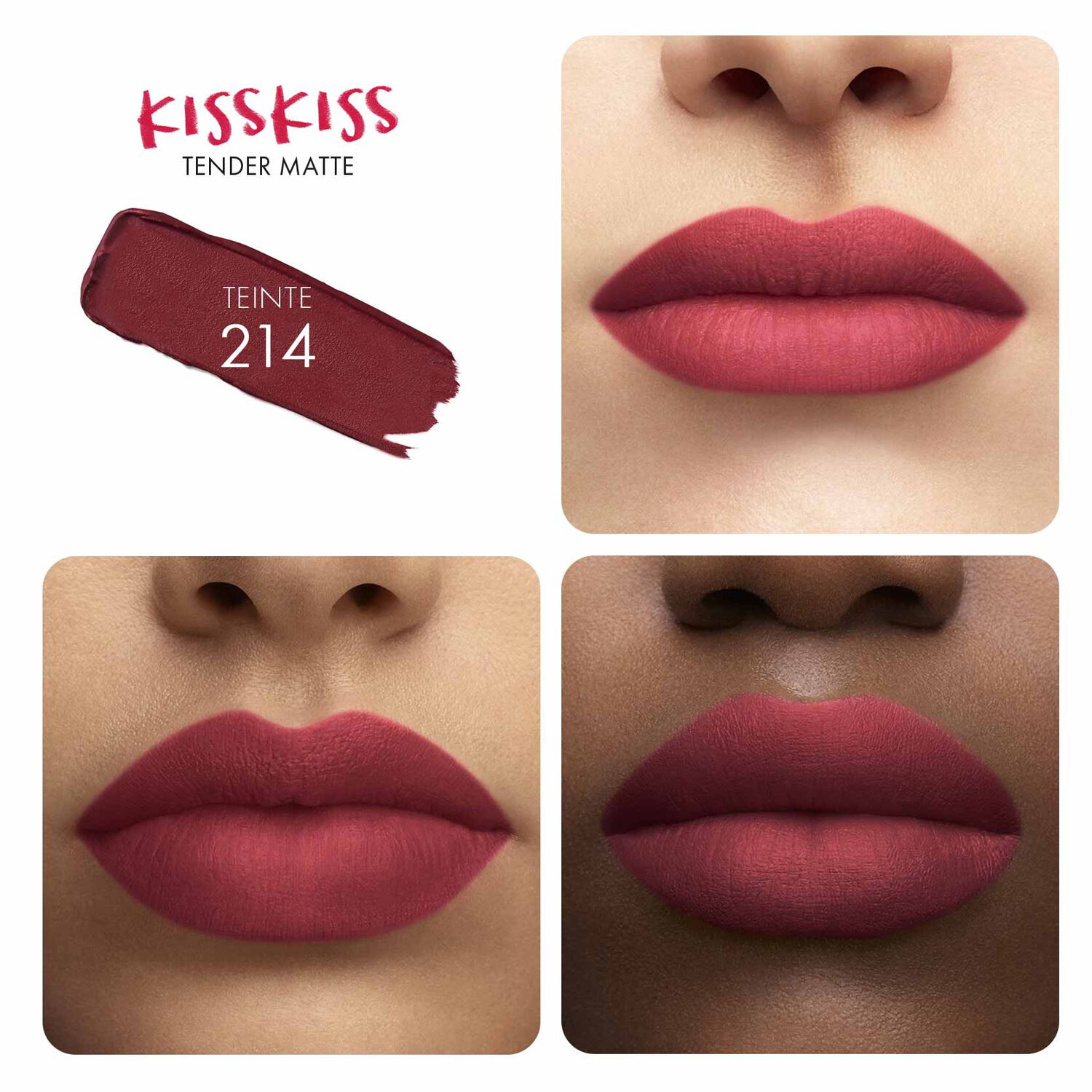 Guerlain KissKiss Tender Matte Rouge à Lèvres Mat Lumineux Confort 16H