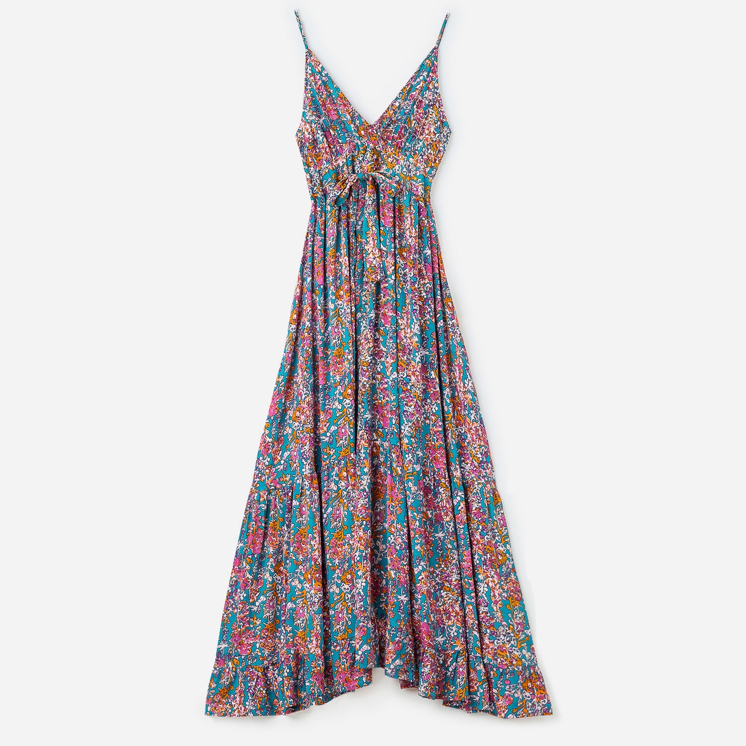 Robe longue TEXTO bleue à imprimé fleuri