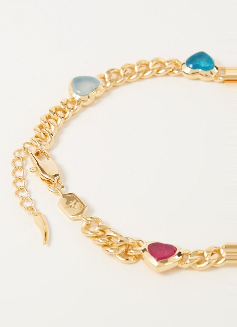 Missoma Jelly Heart Gemstone Charm bracelet gold plated