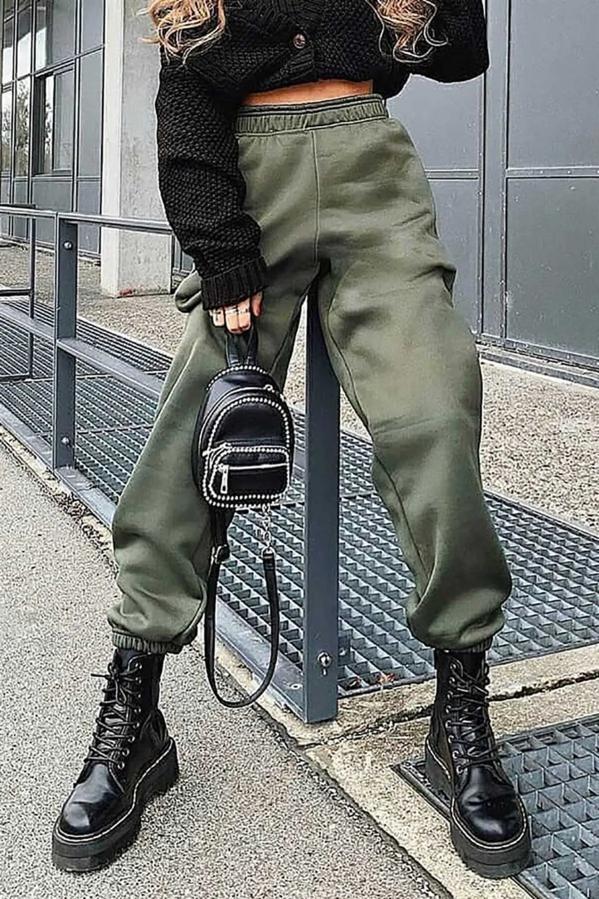 Madmext  Mad Girls Khaki Oversize Damen-Trainingsanzug mit elastischen Beinen Mg324