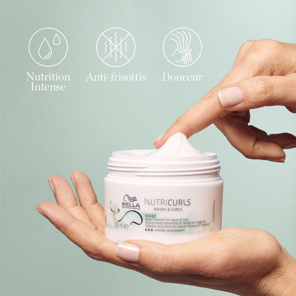 Wella Nutricurls Masque anti-frisottis pour cheveux ondulés et bouclés Masque
