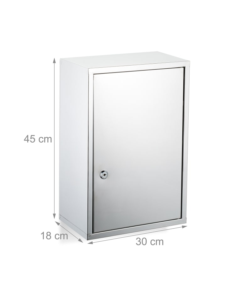 relaxdays Medizinschrank in Silber - (B)30 x (H)45 x (T)18 cm günstig kaufen onesize