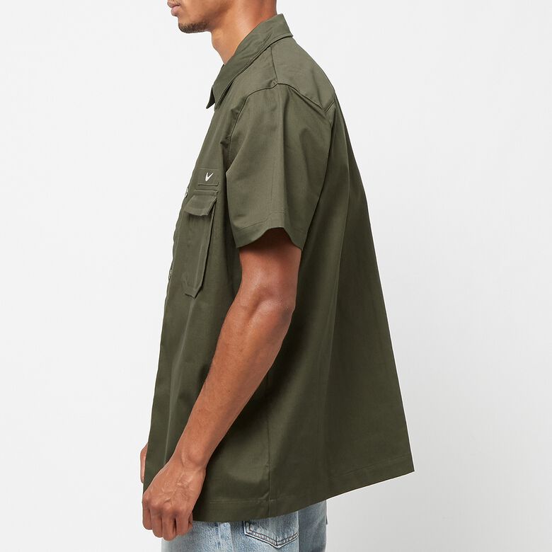 NIKE Life Woven Military Short Sleeve Botton Down Shirt cargo khaki/white