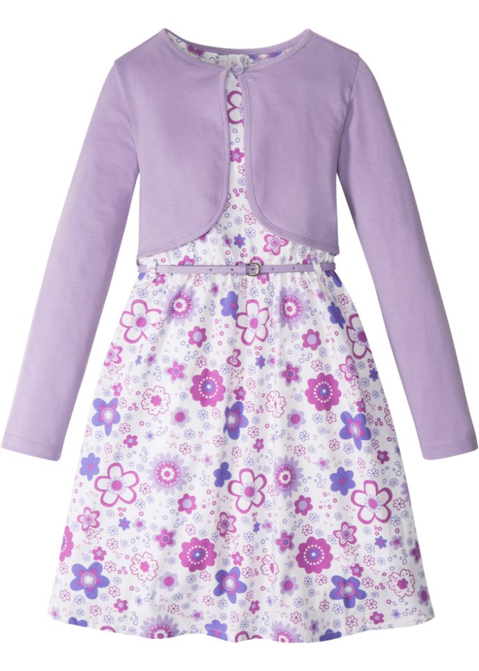 Mädchen Kleid + Gürtel + Bolero (3-tlg. Set)