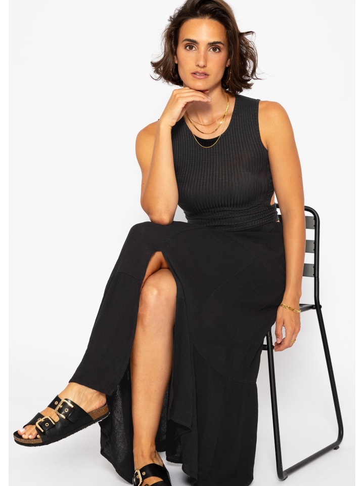 SASSYCLASSY Maxi Volantsrock in Crinkle-Optik in Schwarz günstig kaufen