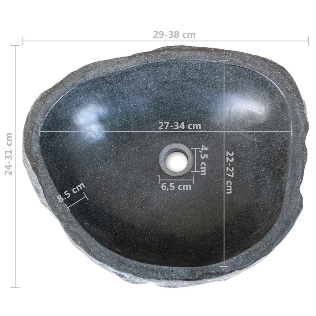 vidaXL Waschbecken Waschbecken Flussstein Oval 29-38 cm