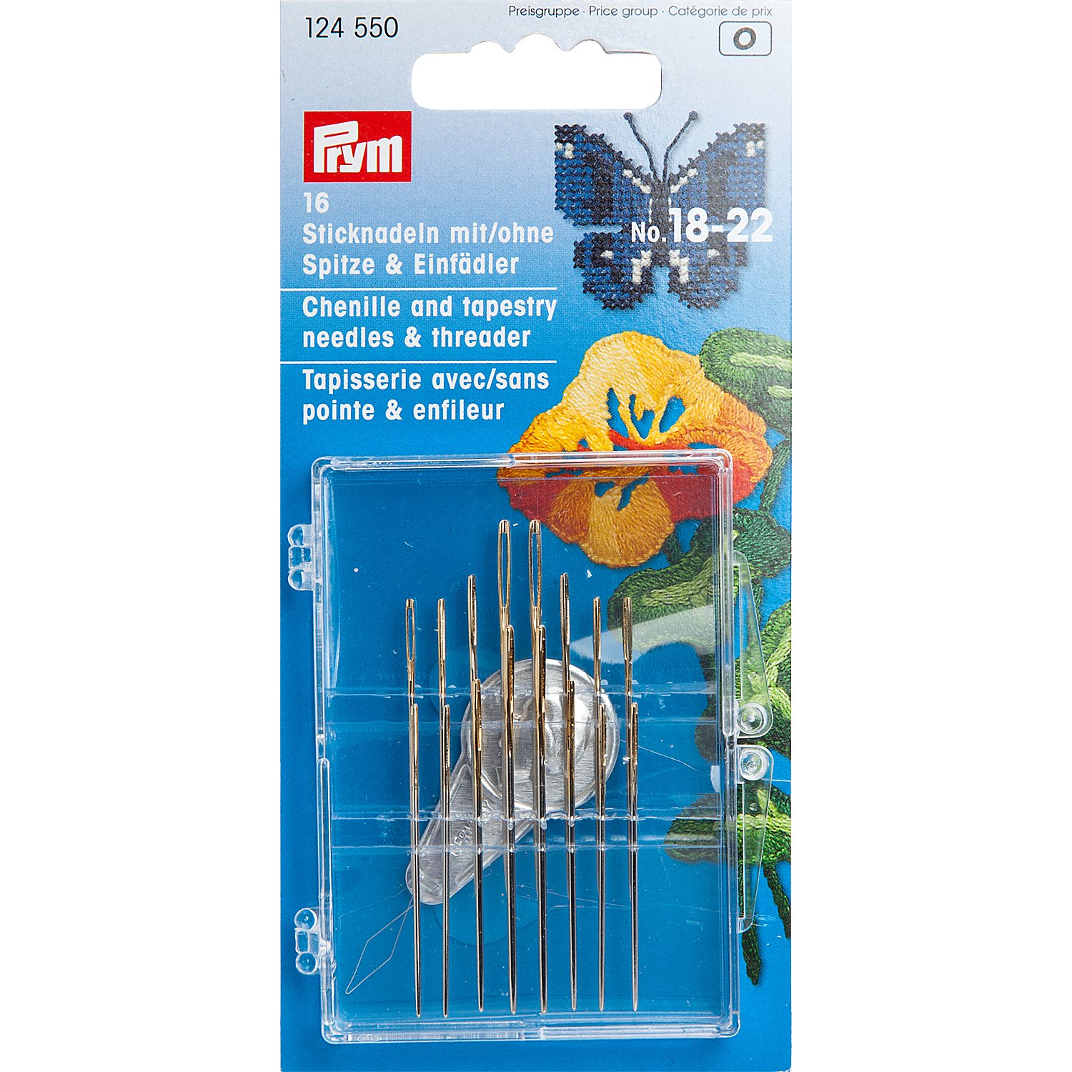 Prym Sticknadeln, mit und ohne Spitze, 16 Stück inkl. Einfädler