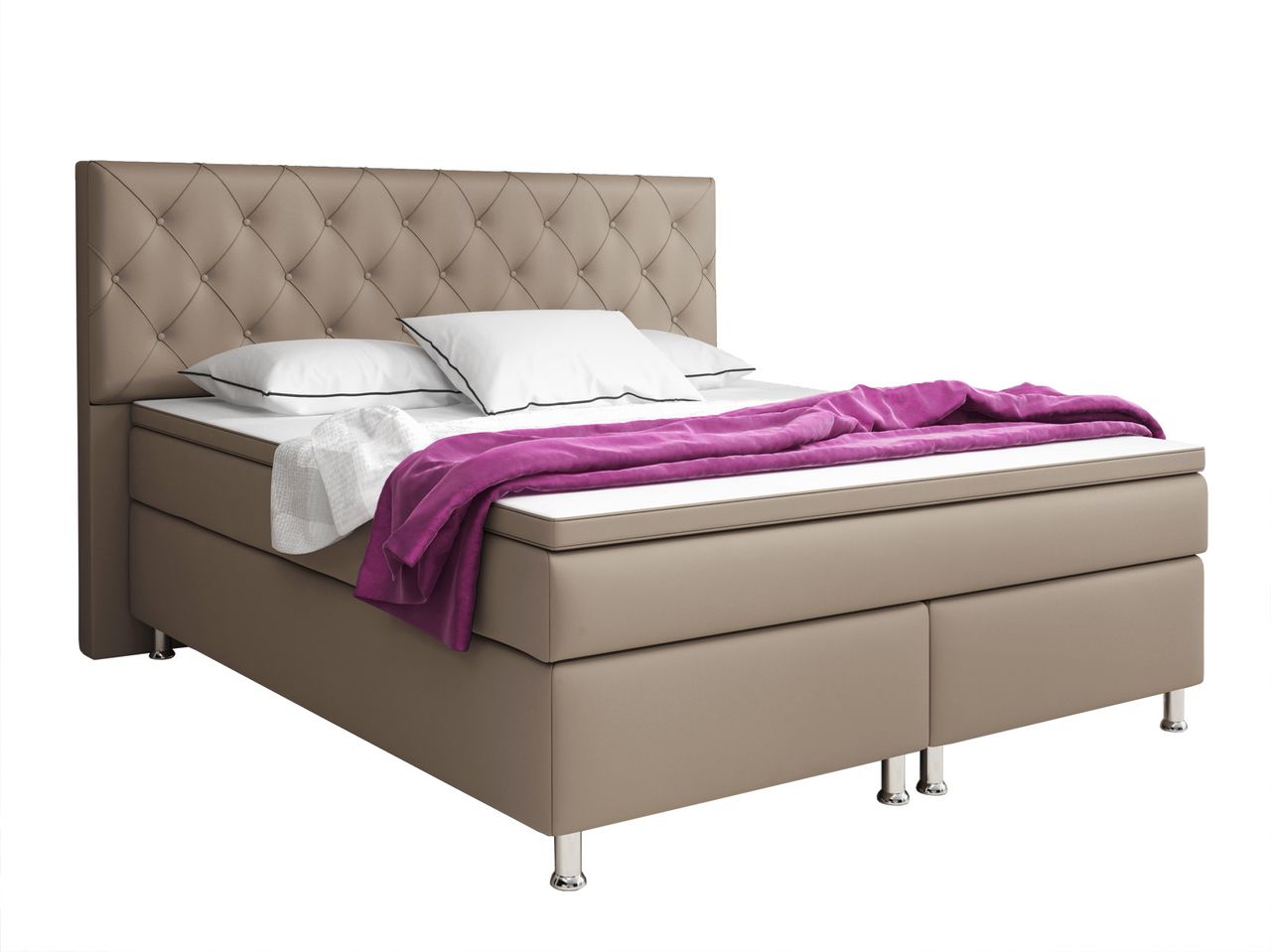 IHG Boxspringbett Turin 180x200 cm Kunstleder Muddy