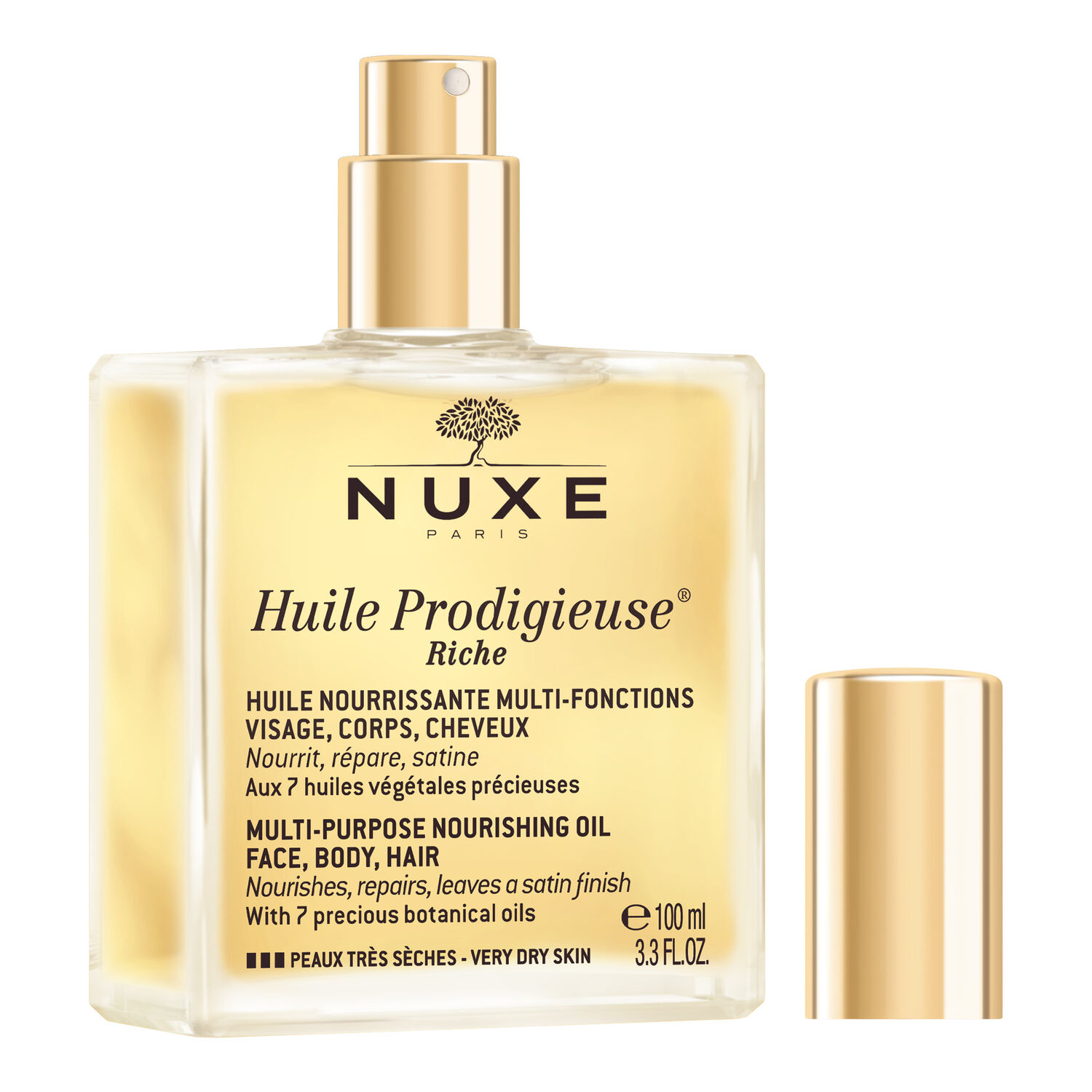 Nuxe Huile Prodigieuse Riche Huile Sèche Multi-Fonctions Visage, Corps, Cheveux Huile Prodigieuse® - Toutes peaux 100 ml