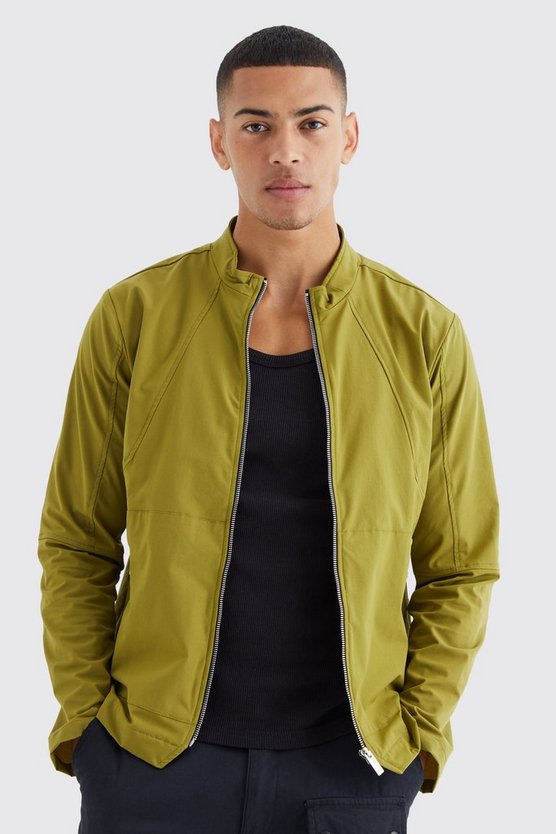Langärmliges Overshirt mit Stretch-Einsatz und Reißverschluss