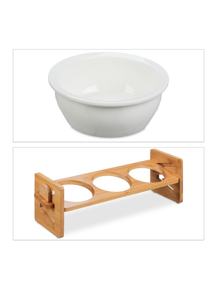 relaxdays Futterstation Hunde in Natur/ Weiß - (B)54 x (H)16,5 x (T)16 cm günstig kaufen onesize
