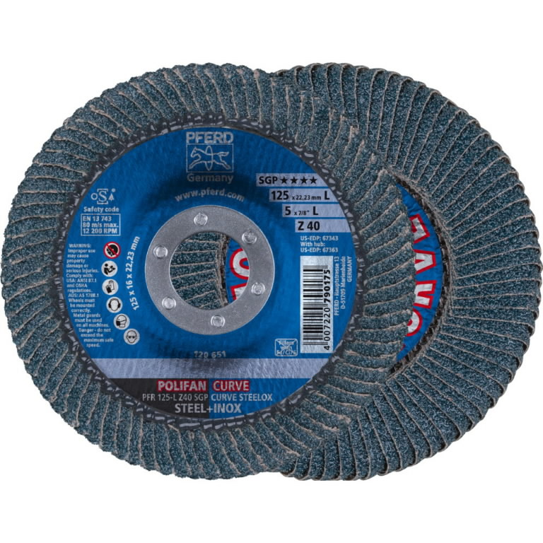 Pferd 69398197 POLIFAN CURVE lamelni disk PFR 125x22,23 mm širine M Z40 SGP STEELOX za čelik/nehrđajući čelik