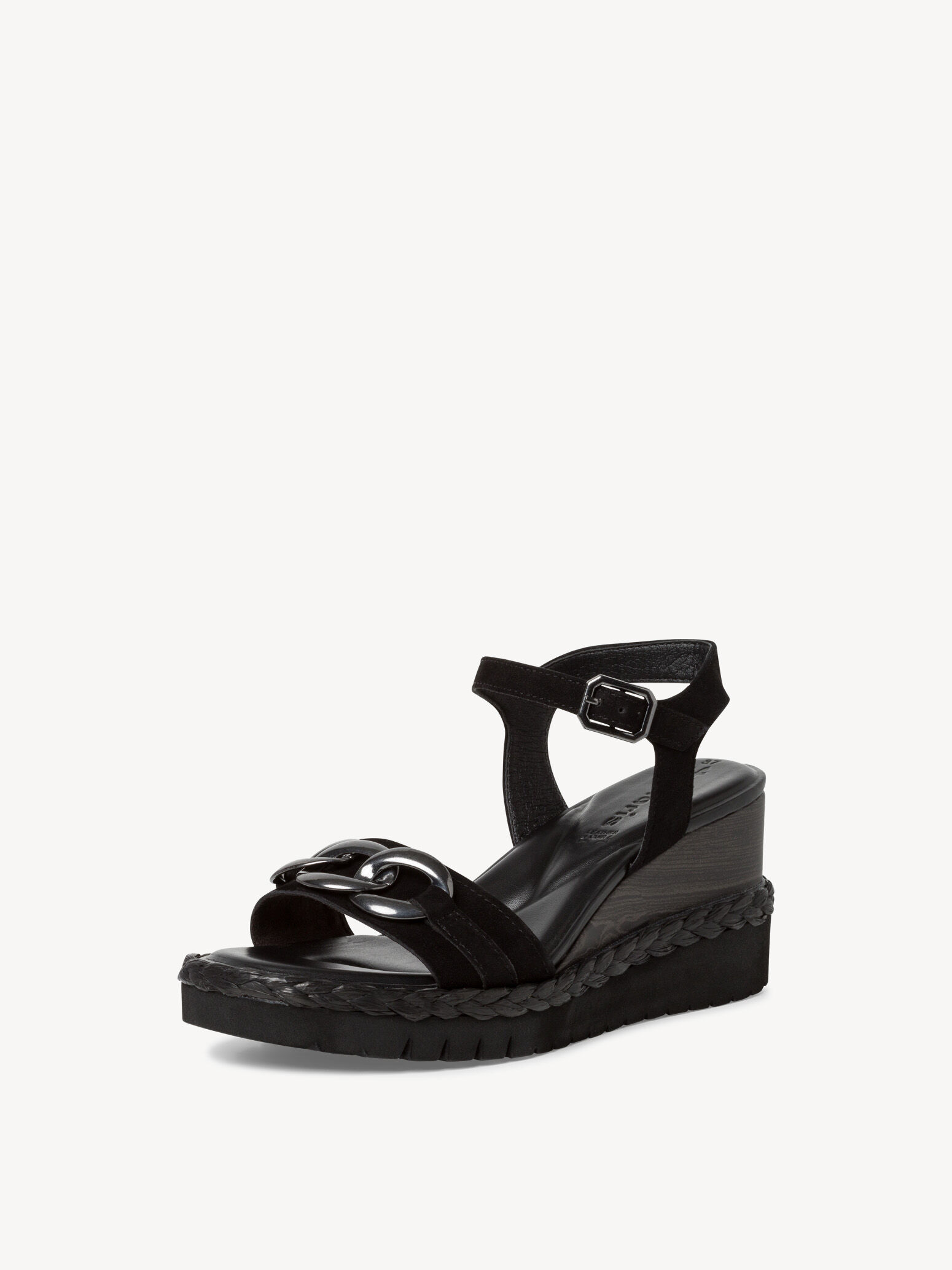 Sandale à talon en cuir - noir