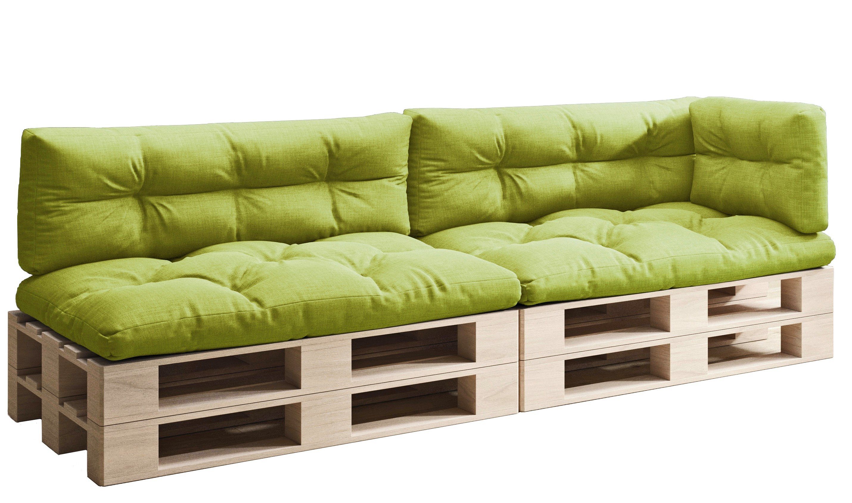 sunnypillow Palettenkissen 5er Set: 2x Sitzkissen + 2x Rückenkissen + 1x Seitenkissen, palettenmöbel palettencouch polsterauflage 120 x 80