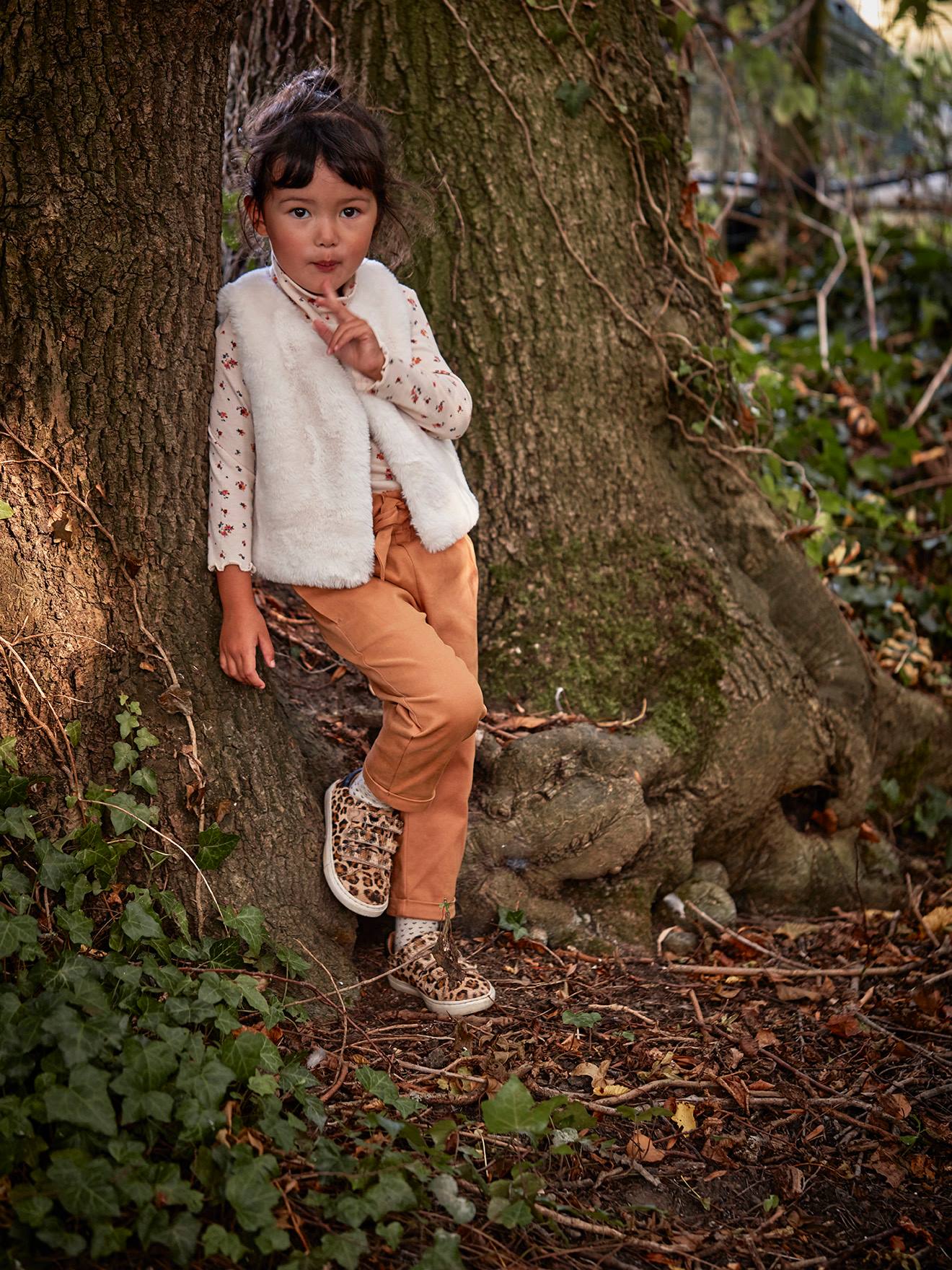 Veste sans manches imitation fourrure fille blanc clair uni