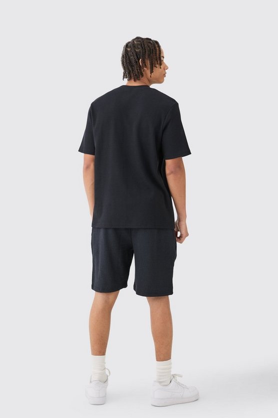 Lockere mittellange strukturierte Shorts