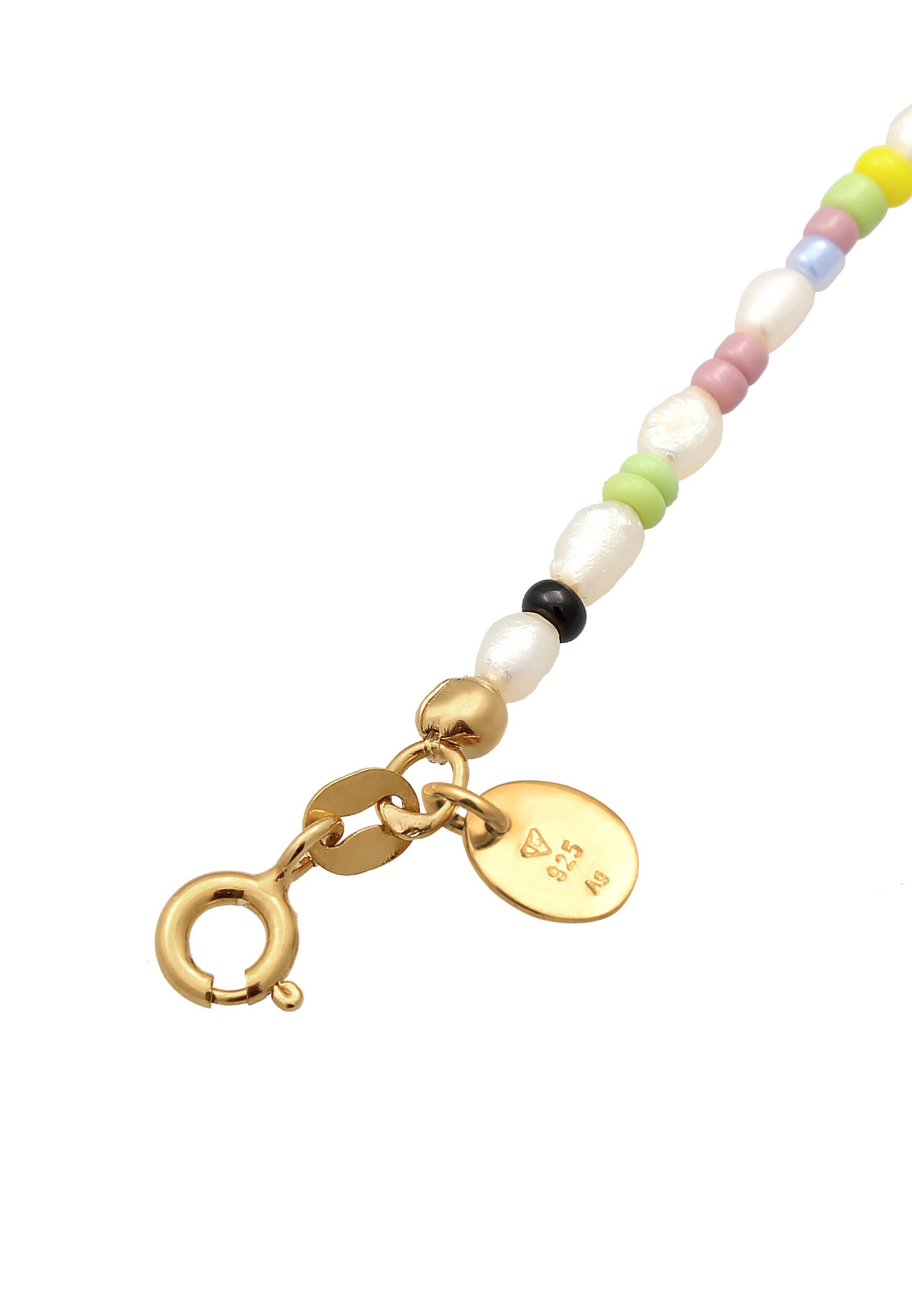 Cavigliera Elli PREMIUM da donna con cuore Yin & Yang, faccina sorridente e perle coltivate d'acqua dolce in argento sterling 925 placcato oro