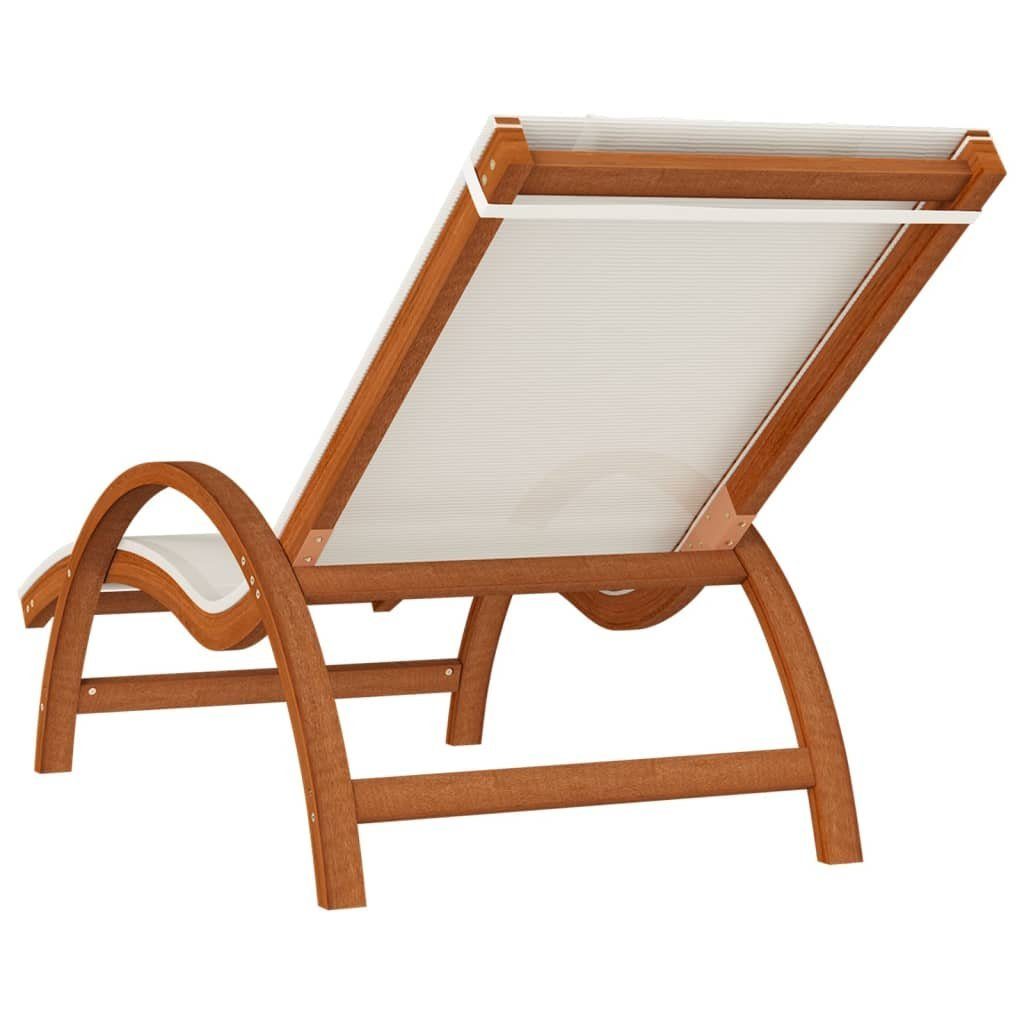vidaXL Gartenliege Sonnenliege mit Kissen Weiß Textilene und Massivholz Pappel, 1 St.