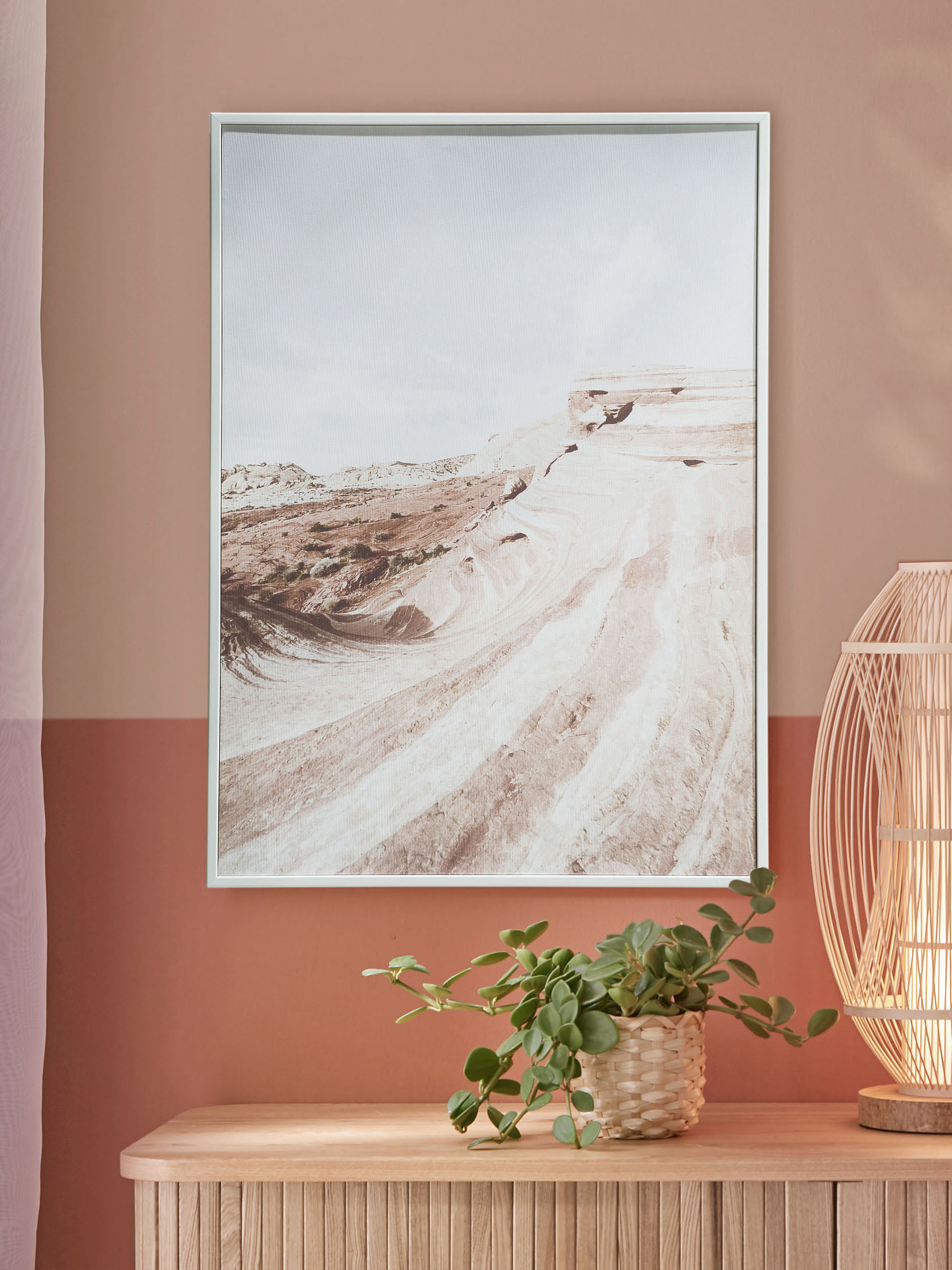 Beachroad Leinwand-Druck-gerahmt, Beige