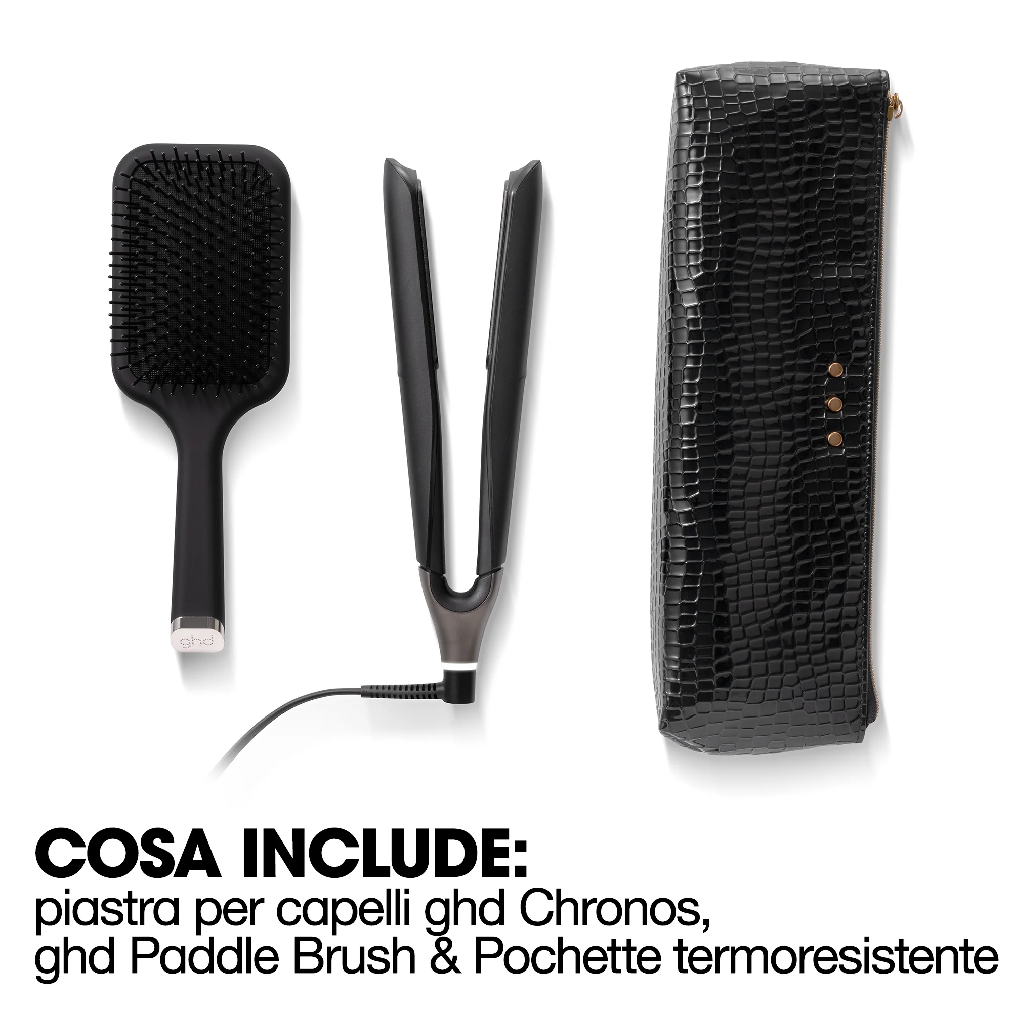 GHD Chronos Styler Gavesæt - Professionelt glattejern + Padlebørste - Hår Gavesæt, Glattejern, Børster