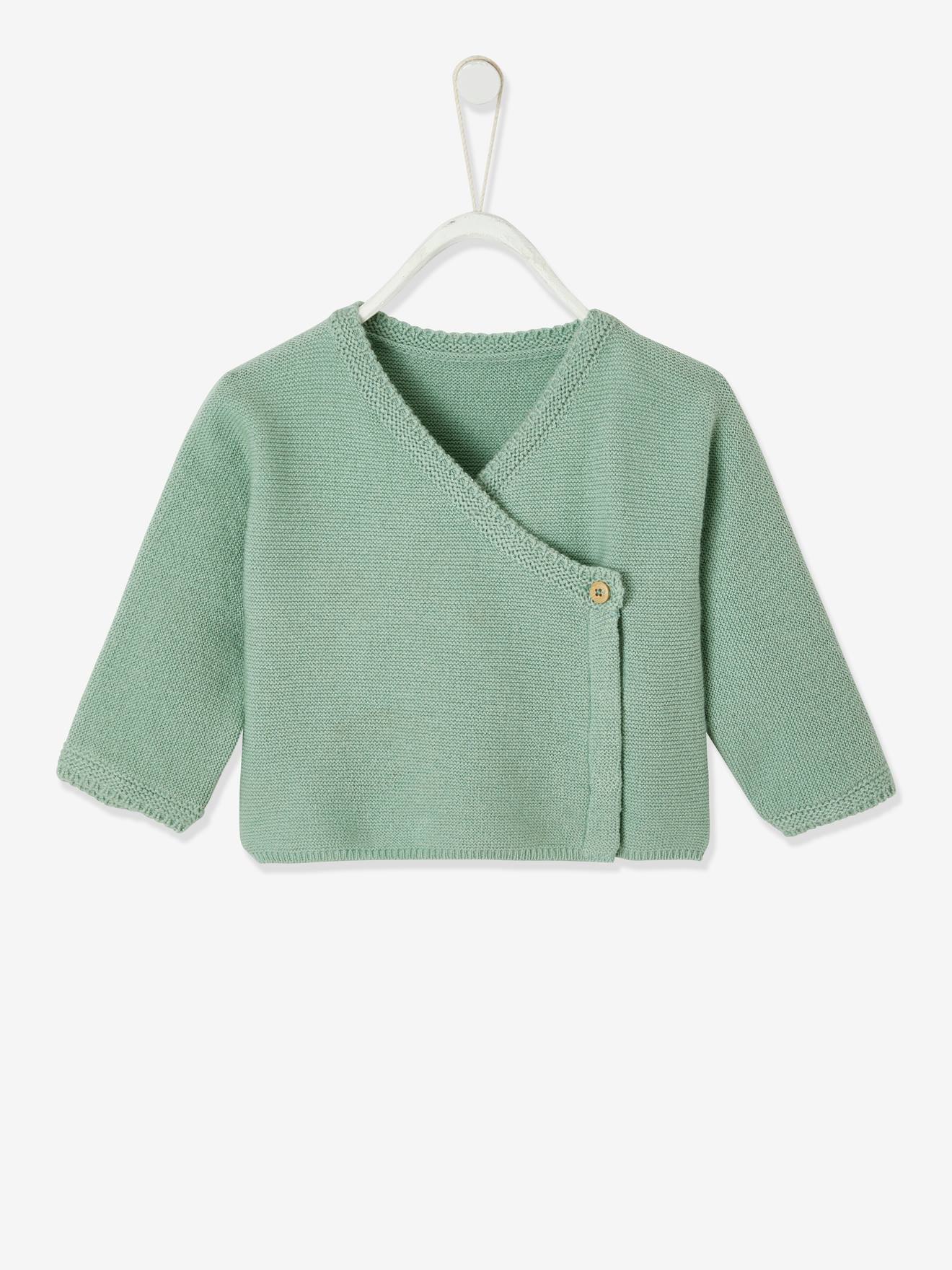 Brassière bébé en coton et laine bleu pale