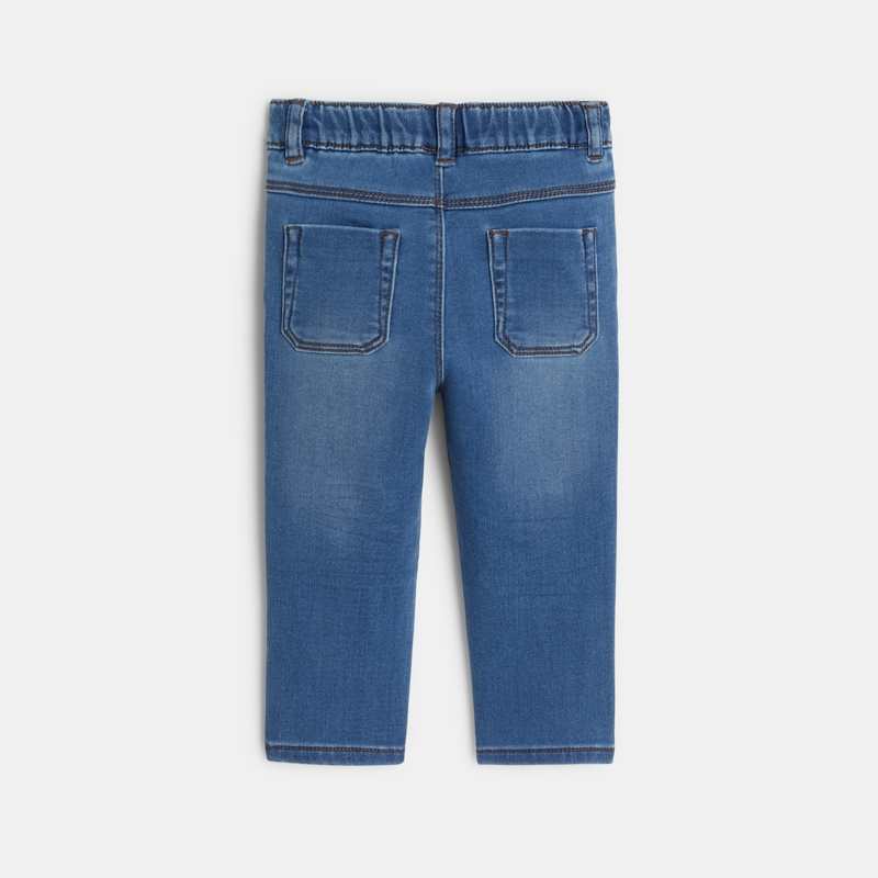 Jean enfilable taille élastique bleu bébé garçon