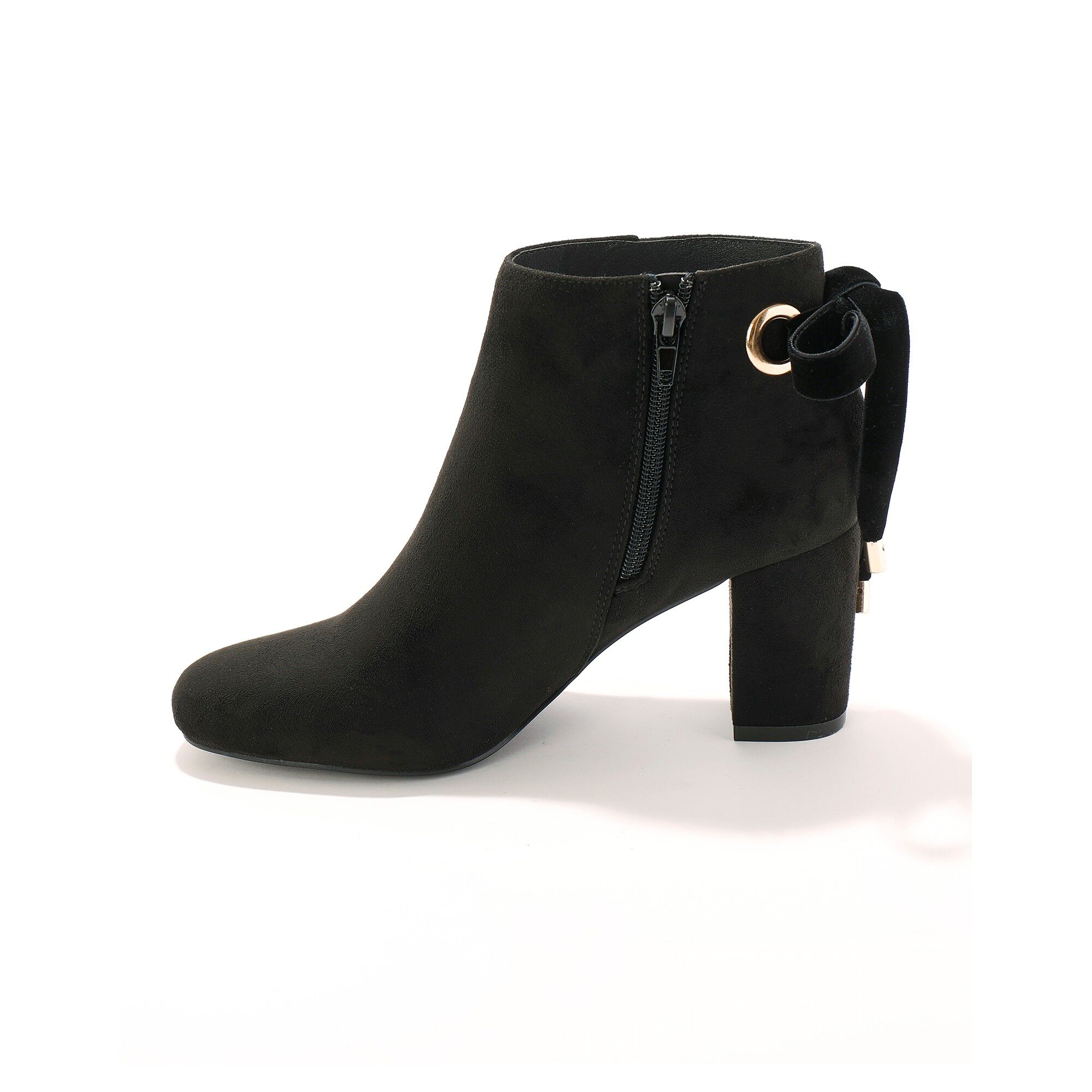 Boots à talon et noeud velours