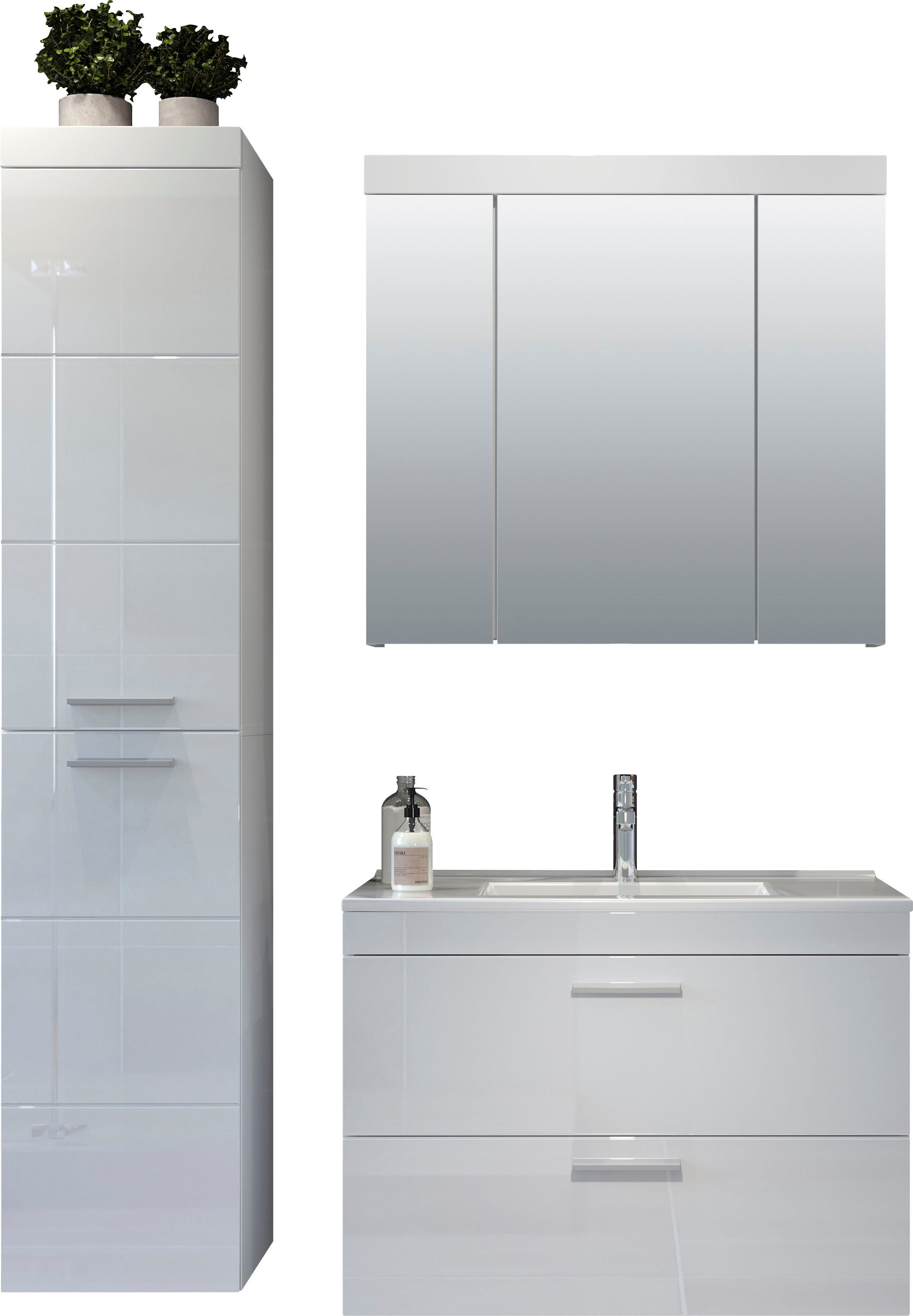 welltime Badezimmer-Set Dormoletto, (4-St), Badmöbel, 4-tlg.
