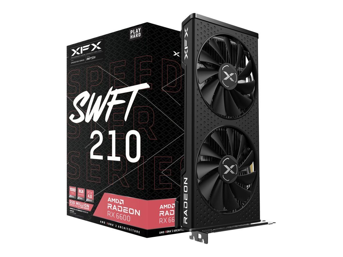 XFX Speedster SWFT210 Radeon RX 6600 Grafikkarte (8 GB, GDDR6, Real-Time Ray Tracing, RDNA 2 Architecture, FreeSync Technology, Virtual Super Resolution (VSR)