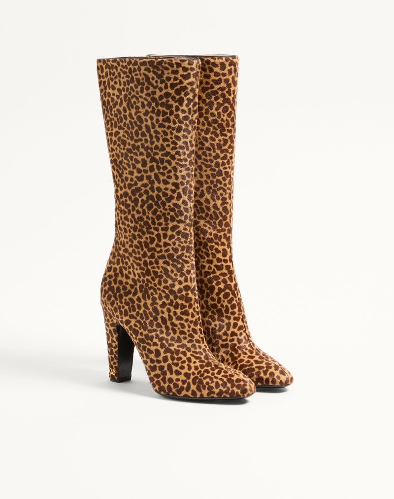 Bota Hotty 100mm em couro de bezerro com efeito pônei