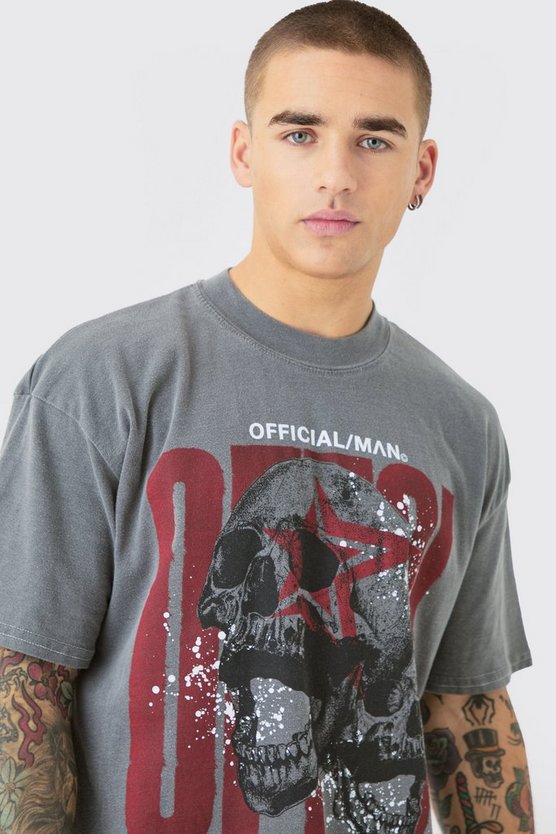 Oversize T-Shirt mit Official Totenkopf-Print