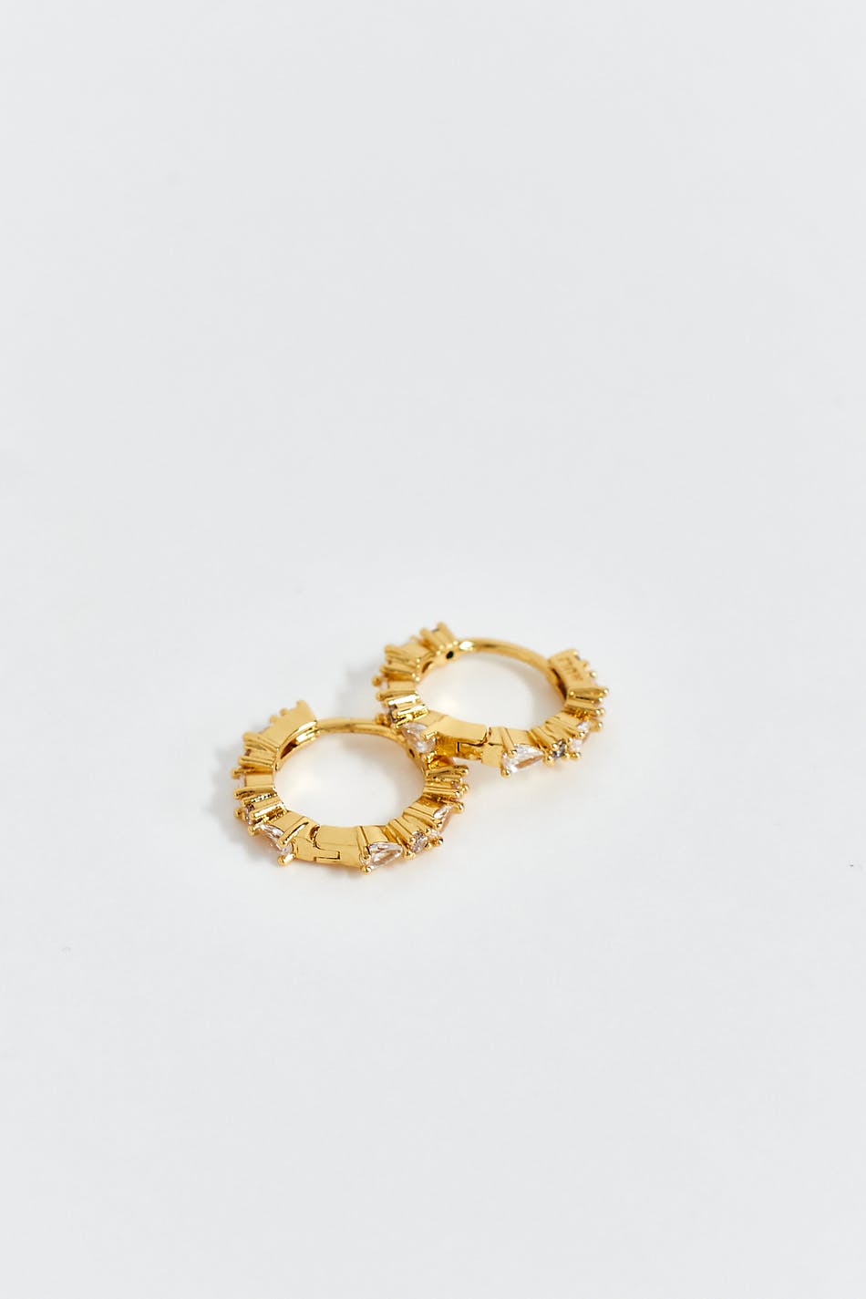 Crystal gold hoops earrings