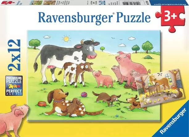 Kinderpuzzle ab 3 Jahren - Glückliche Tierfamilien - 12 Teile
