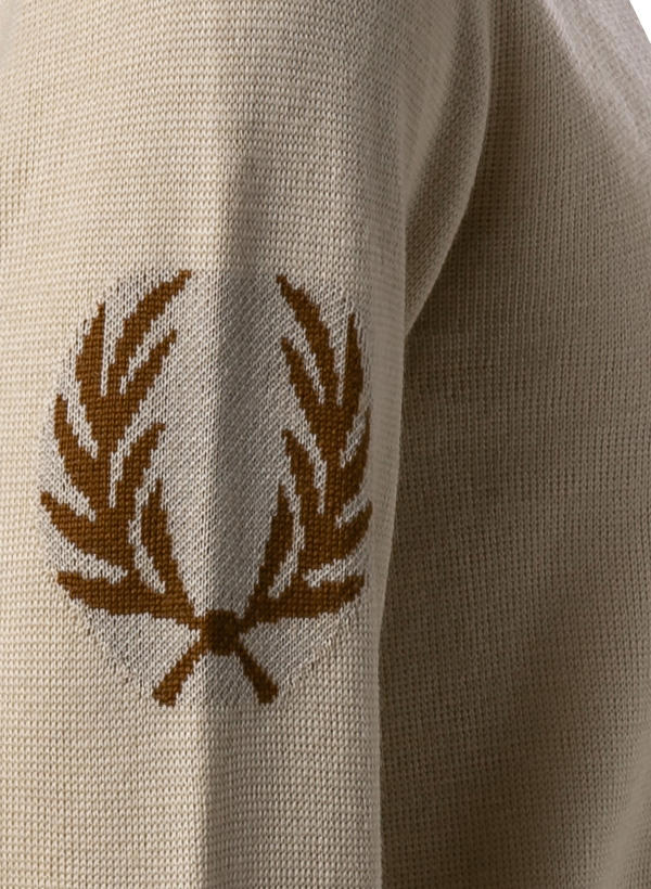 Fred Perry, Stehkragenpullover, Wolle, hellbeige