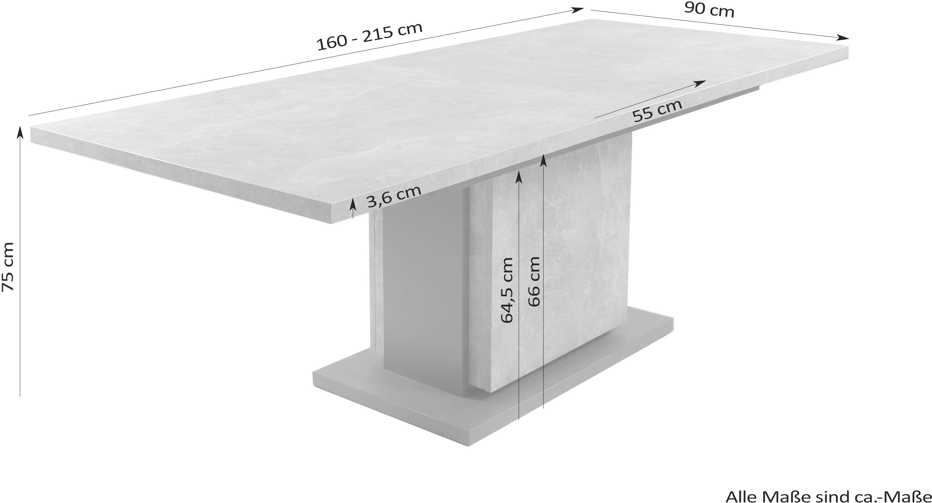 byLIVING Esstisch, mit Auszugsfunktion, in 2 Breiten 140-190 cm oder 160-215 cm