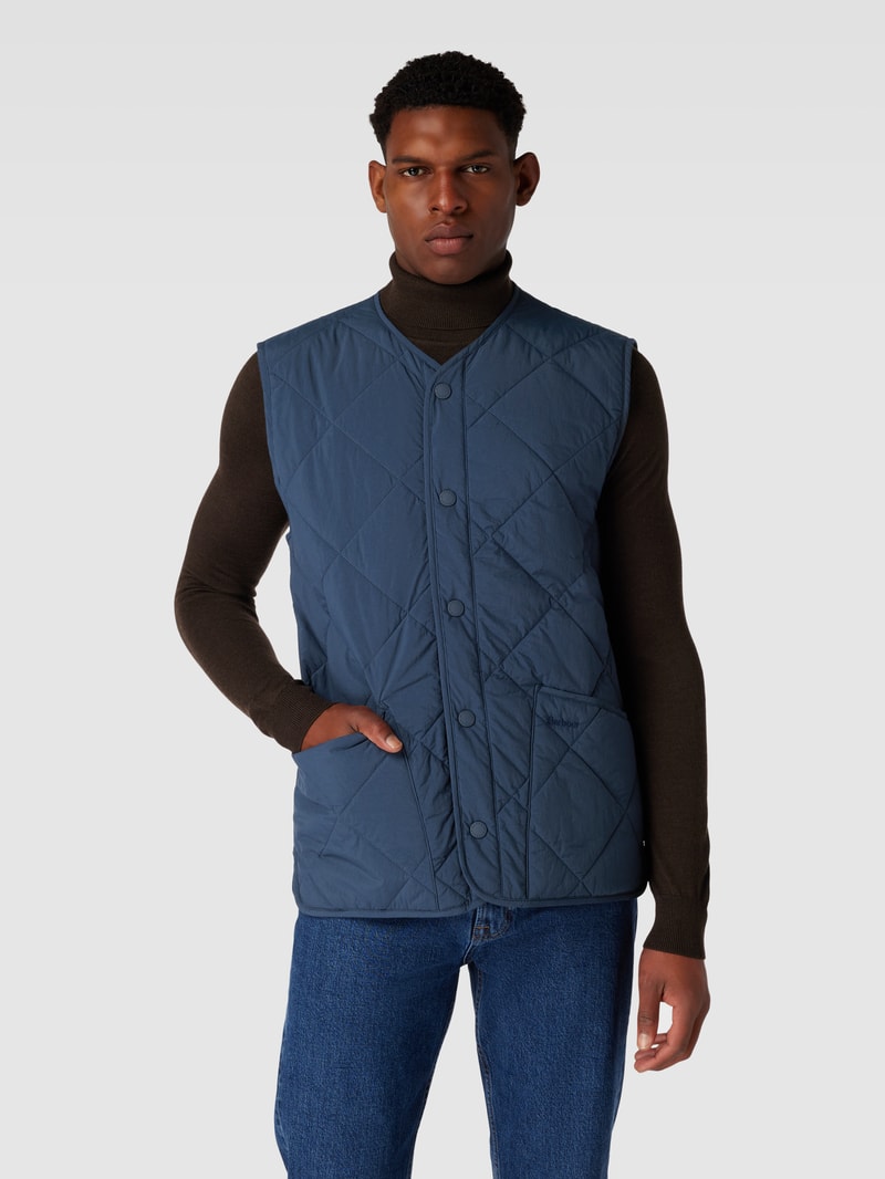 Steppweste mit Label-Stitching Modell 'BRENT LIDDESDALE' in marineblau