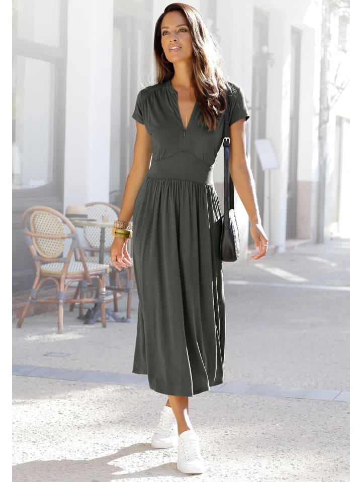 LASCANA Midikleid in dunkelgrün günstig kaufen