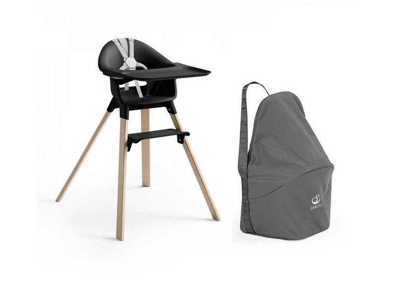 Chaise haute Stokke Clikk Noir-naturel et sac de transport