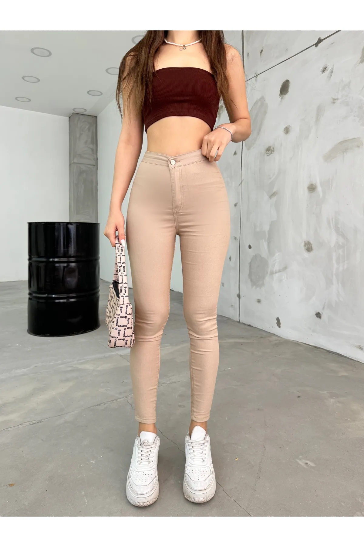 BİKELİFE  Beige Lycra-Leggings für Damen