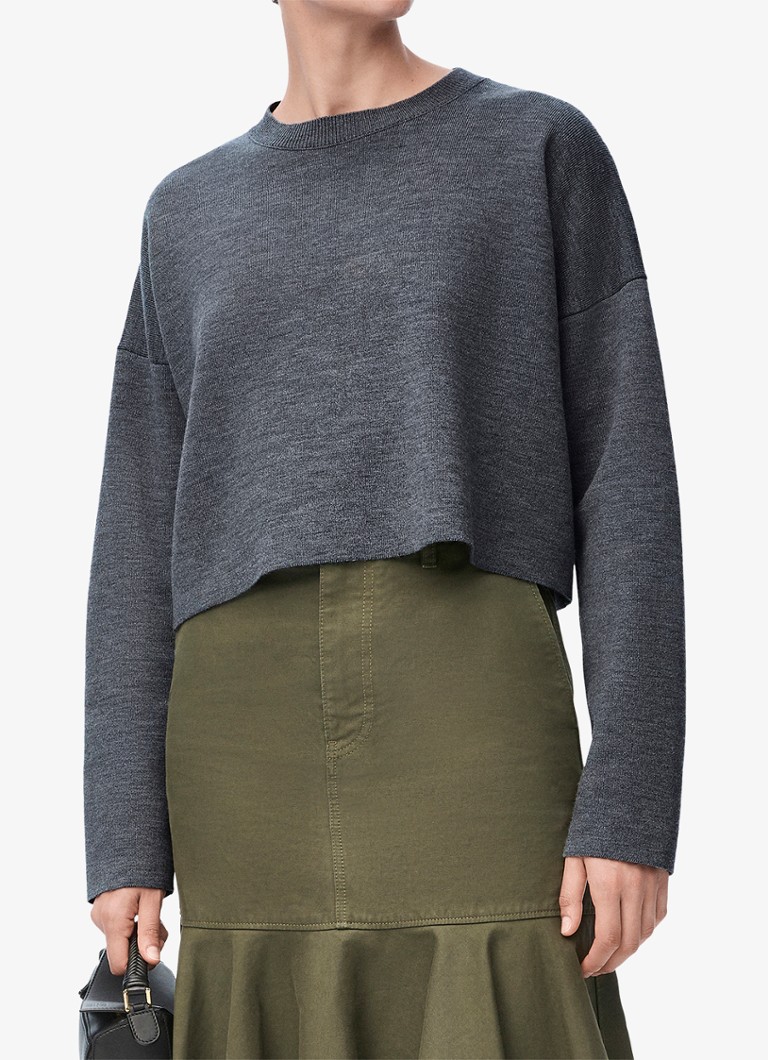 LOEWE Fine-knit cropped wool sweater with logo