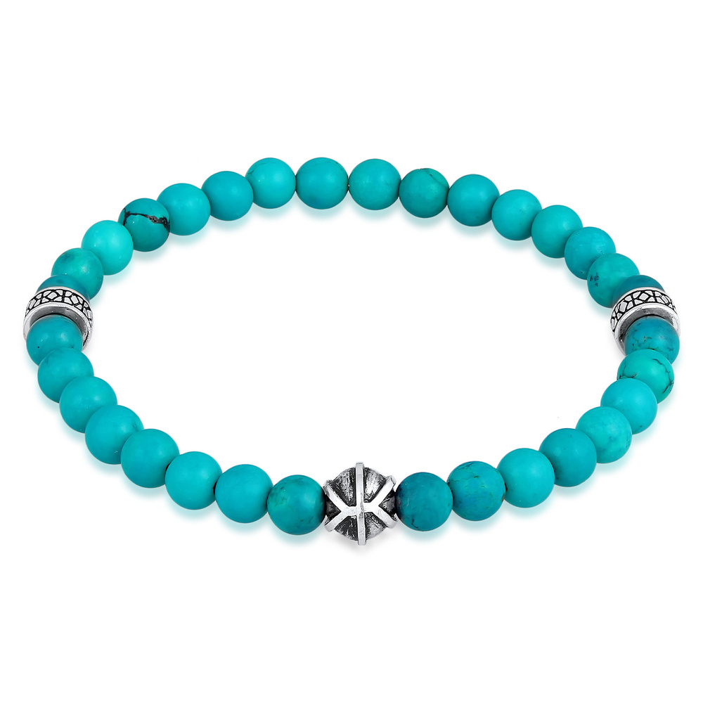 KUZZOI KUZZOI Bracelet Hommes perles avec Howlite en argent sterling 925 Bracelet
