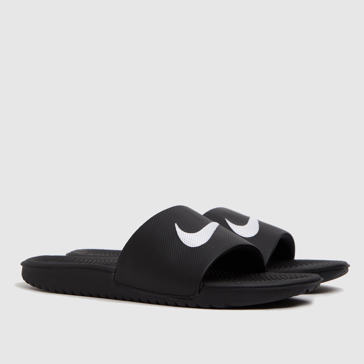 Nike svarta och vita Kawa-sandaler för ungdomar