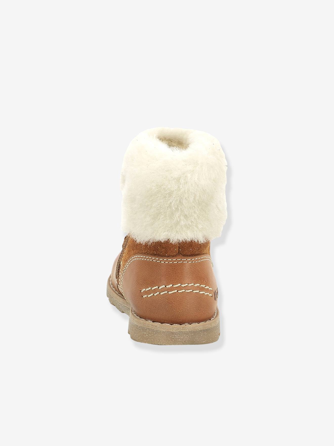 Bottillons fourrés bébé fille Nonofur KICKERS® 1ers pas caramel
