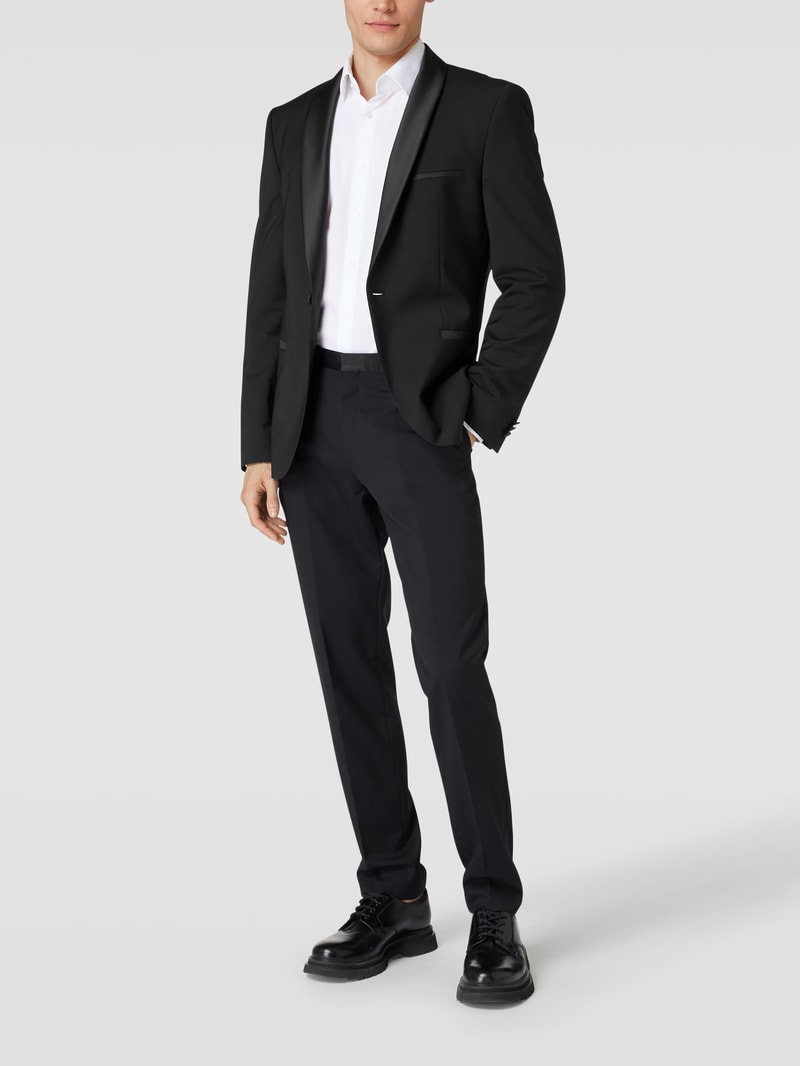 Slim Fit 1-Knopf-Sakko mit Label-Stitching in schwarz