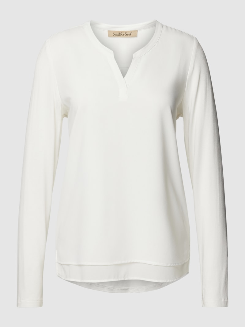 Bluse mit Tunikakragen in offwhite