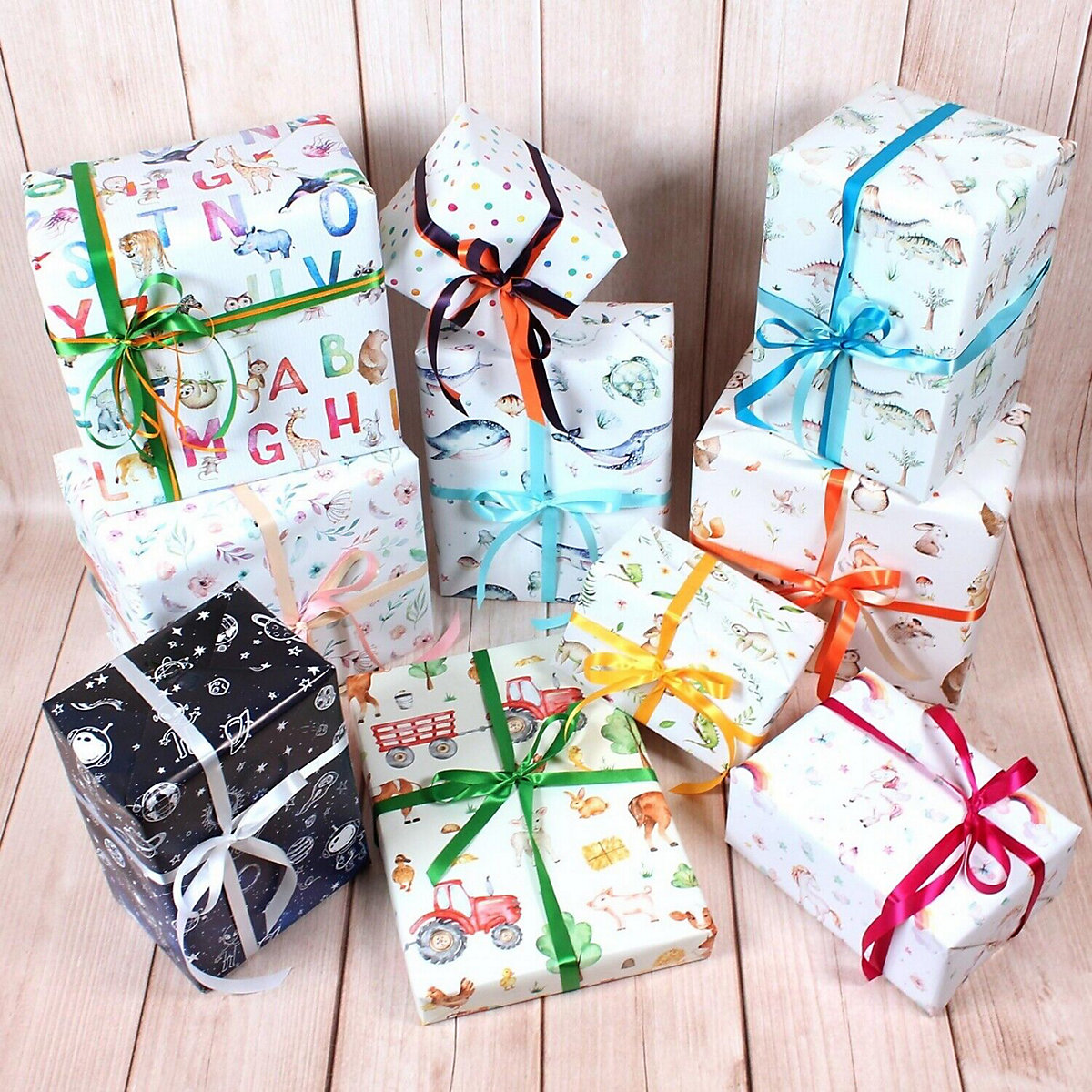 Geschenkpapier 5 Bögen Regenbogen – 1,60€/qm Größe: - 84,1 x 59,4 cm Geschenkpapier