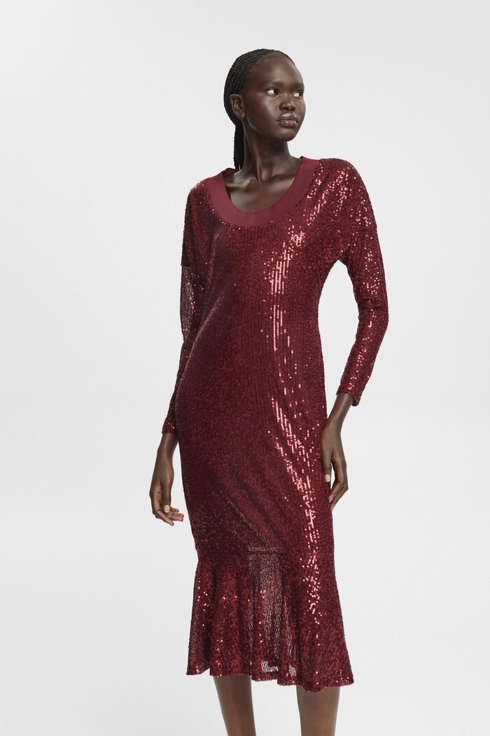 Strickkleid in Midilänge mit Pailletten